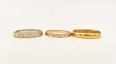 3x Stackable Diamond and 14KT Solid Gold Bands