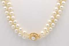 Elegant 6.5mm 2 Row White Fresh Water Pearl Necklace