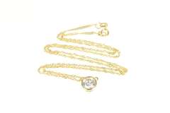 10K Yellow Gold Round Solitaire Cubic Zirconia Chain Necklace