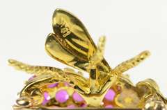 18K Yellow Gold Ruby Encrusted Fly Bug Insect Statement Pin/Brooch