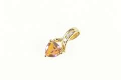 10K Yellow Gold Heart Peach Mystic Topaz Diamond Statement Pendant