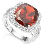 6 2/5 CARAT CREATED GARNET & 1/2 CARAT CREATED WHITE SAPPHIRE STERLING