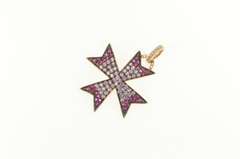 14K Rose Gold 1.41 Ctw Pink Sapphire Maltese Cross Pendant