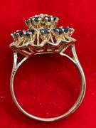 LADIES VINTAGE 14K GOLD DIAMOND AND SAPPHIRE DOME RING
