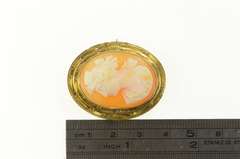 10K Yellow Gold Ornate Victorian Carved Shell Cameo Pin/Brooch