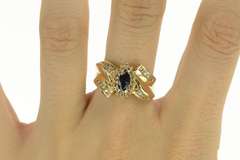 14K Yellow Gold 1.25 Ctw Marquise Sapphire Diamond Vintage Ring