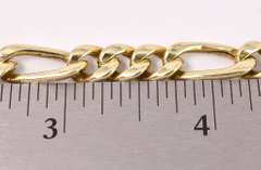 Brilliant Men's Figaro Chain Bracelet in 14K Yellow Gold