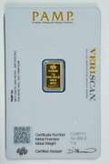 Pure .9999 fine gold 1 gram PAMP bar in custom card