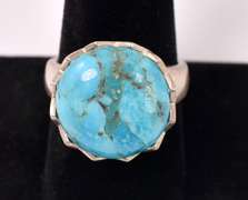 Large Turquoise Set In Sterling Ring