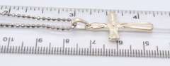 Vintage 925 Sterling Silver Cross Pendant on Italian Beaded Silver Chain Necklace