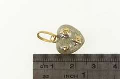 10K Yellow Gold Two Tone Star Moon Sun Puffy Heart Charm/Pendant