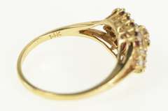 14K Yellow Gold 1.83 Ctw Diamond Baguette Ruby Halo Vintage Ring