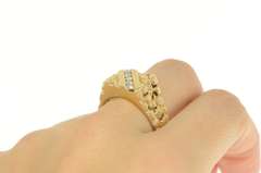 14K Yellow Gold 0.40 Ctw Diamond Squared Men's Retro Nugget Ring