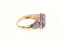 14K Rose Gold 5.85 Ctw Amethyst Tourmaline Pave Statement Ring