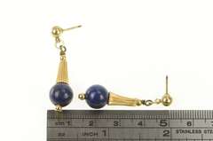 Gold Filled 1960's Lapis Lazuli Sphere Curved Dangle Earrings