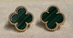 Van Cleef and Arpels Vintage Alhambra earrings with Malachite