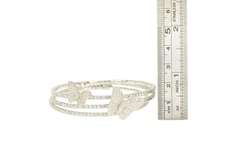 Sterling Silver Pave Encrusted Butterfly Wrap Coil Spiral Bracelet