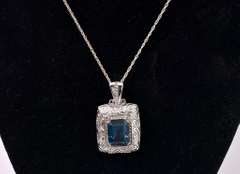 Sterling necklace With Blue Gem Pendant