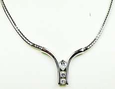 Signed Sterling Silver CZ Statement Necklace