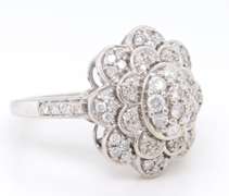 Brilliant White Gold Diamond Cluster Flower Ring