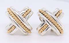 Tiffany & Co Two Tone Signature X Earrings