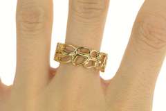 14K Yellow Gold Geometric Oval Pattern Designer Men's Band Ring