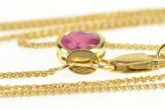 14K Yellow Gold 0.95 Ct Round Natural Ruby Solitaire Chain Necklace