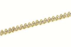 10K Yellow Gold 1.75 Ctw Diamond Classic Tennis Wavy Link Bracelet