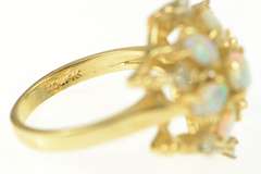 14K Yellow Gold Victorian Style Opal Diamond Flower Cluster Ring