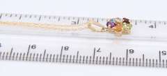 Attractive Yellow Gold Multi Gemstone Flower Pendant on Chain