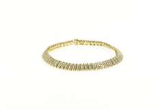 10K Yellow Gold 3.75 Ctw Diamond Wavy Striped Cluster Tennis Bracelet