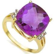 5.86 CARAT TW (7 PCS) AMETHYST & GENUINE DIAMOND 10K SOLID YELLOW GOLD