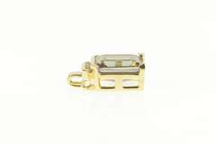 14K Yellow Gold Emerald Cut Mystic Topaz Diamond Accent Pendant