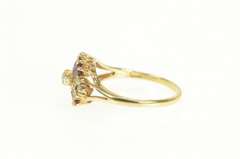 14K Yellow Gold 1.83 Ctw Diamond Baguette Ruby Halo Vintage Ring