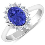 Pretty 14 Kt White Gold Tanzanite Diamond Ring