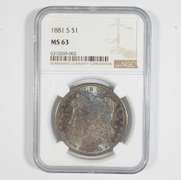 MS63 1881-S Morgan Silver Dollar NGC Black/Blue Beauty
