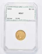 MS67 1913 $2.50 Indian Head Gold Quarter Eagle - Graded PCI