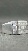 STUNNING BAGUETTE THREE ROW 14K WHITE GOLD RING