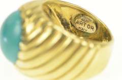 18K Yellow Gold Vintage Turquoise Cabochon Swirl Twist Ring