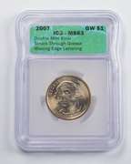 MS63 2007 Washington Pres. $1 Double Error Strk Thru Missing Edge ICG