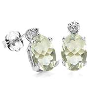 4/5CT GREEN AMETHYST 10KT GOLD STUDS