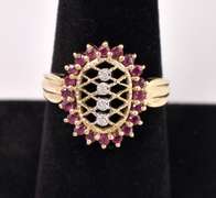 Brilliant Ruby and Diamond Ring in Yellow Gold