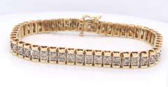 Majestic Yellow Gold approximate 4ctw Diamond Rolex Style Tennis Bracelet