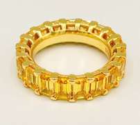 18kt Gold Plated Sterling Silver& Yellow Sapphire Eternity Band Ring