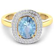14 Kt Yellow Gold Aquamarine Diamond Ring