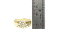 10K Yellow Gold 0.21 Ctw Round Retro Diamond Cluster Men's Ring