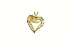 14K Yellow Gold 0.75 Ctw VVS Baguette Diamond Heart Love Pendant