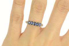 10K Yellow Gold 1.27 Ctw Natural Sapphire Diamond Wedding Ring