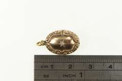 14K Yellow Gold Victorian Domed Scroll Work Vintage Charm/Pendant
