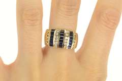 14K Yellow Gold 2.76 Ctw Princess Sapphire Diamond Band Ring